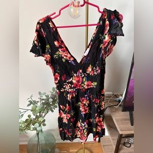 Xhilaration Black and Floral V neck/back Dress. Size Medium.